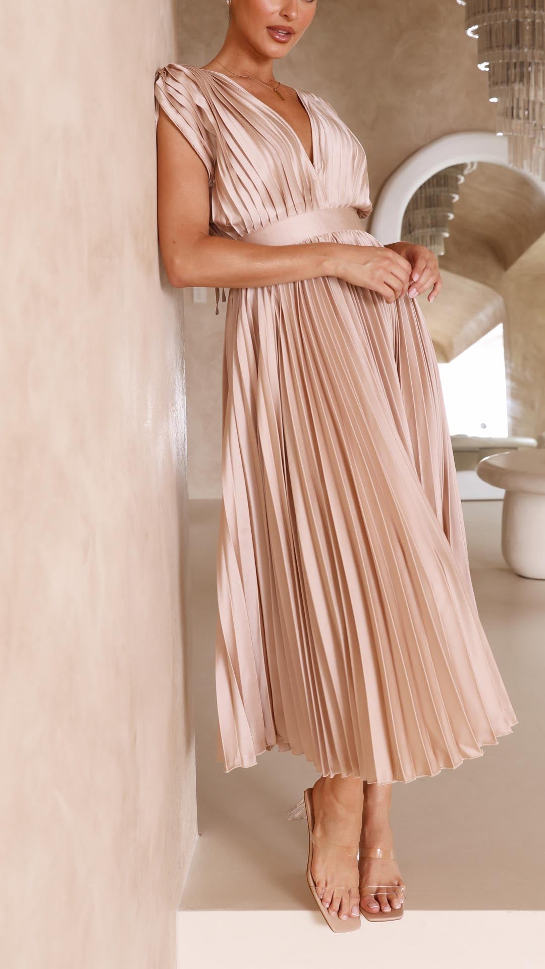Melissa | Pleated Summer Midi Wedding Guest Dress