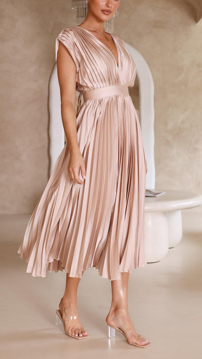 Melissa | Pleated Summer Midi Wedding Guest Dress