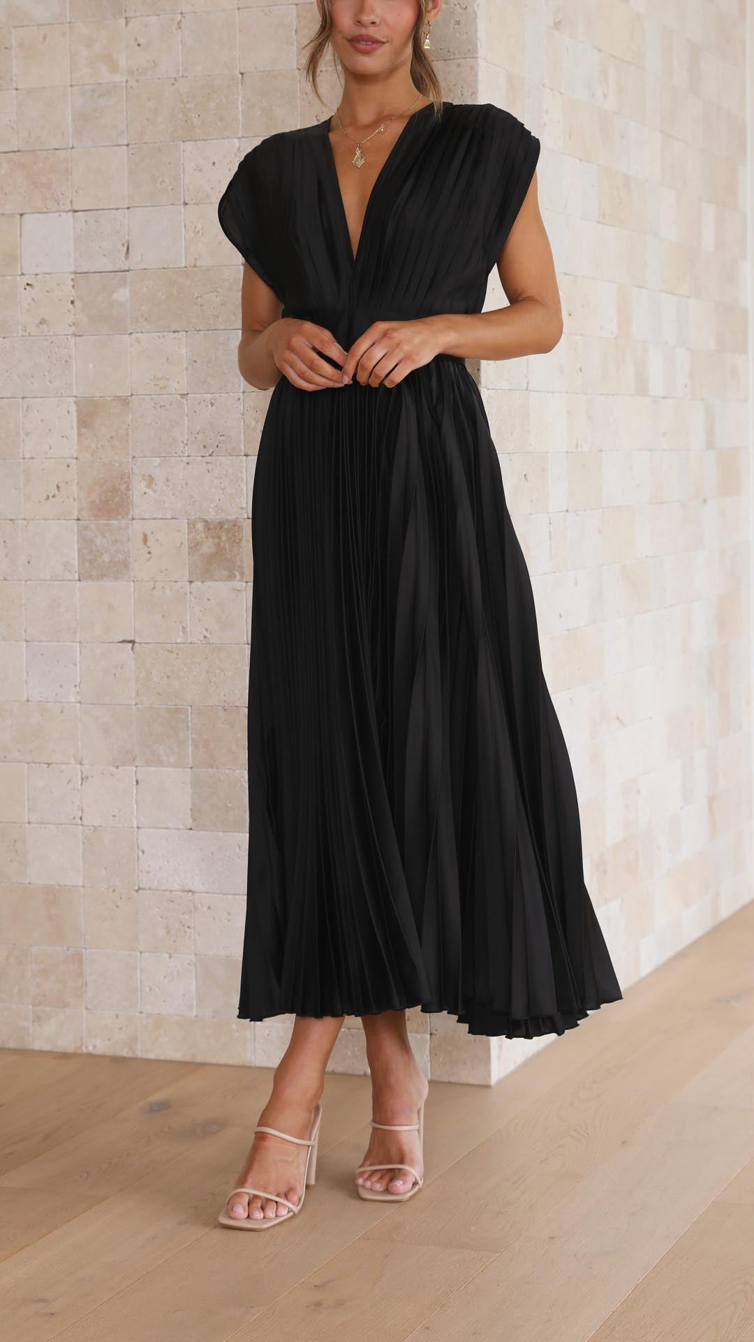Melissa | Pleated Summer Midi Wedding Guest Dress