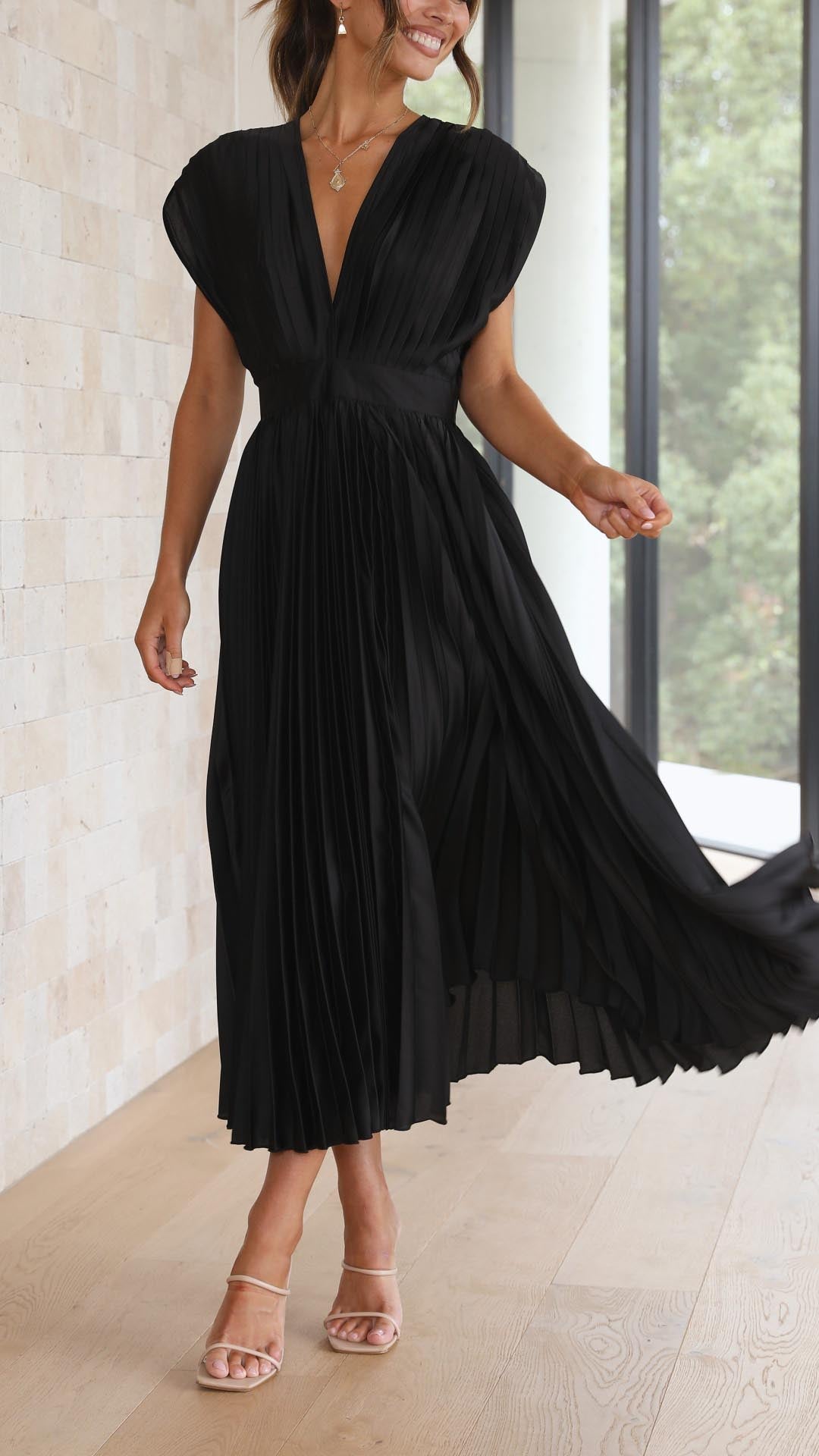 Melissa | Pleated Summer Midi Wedding Guest Dress