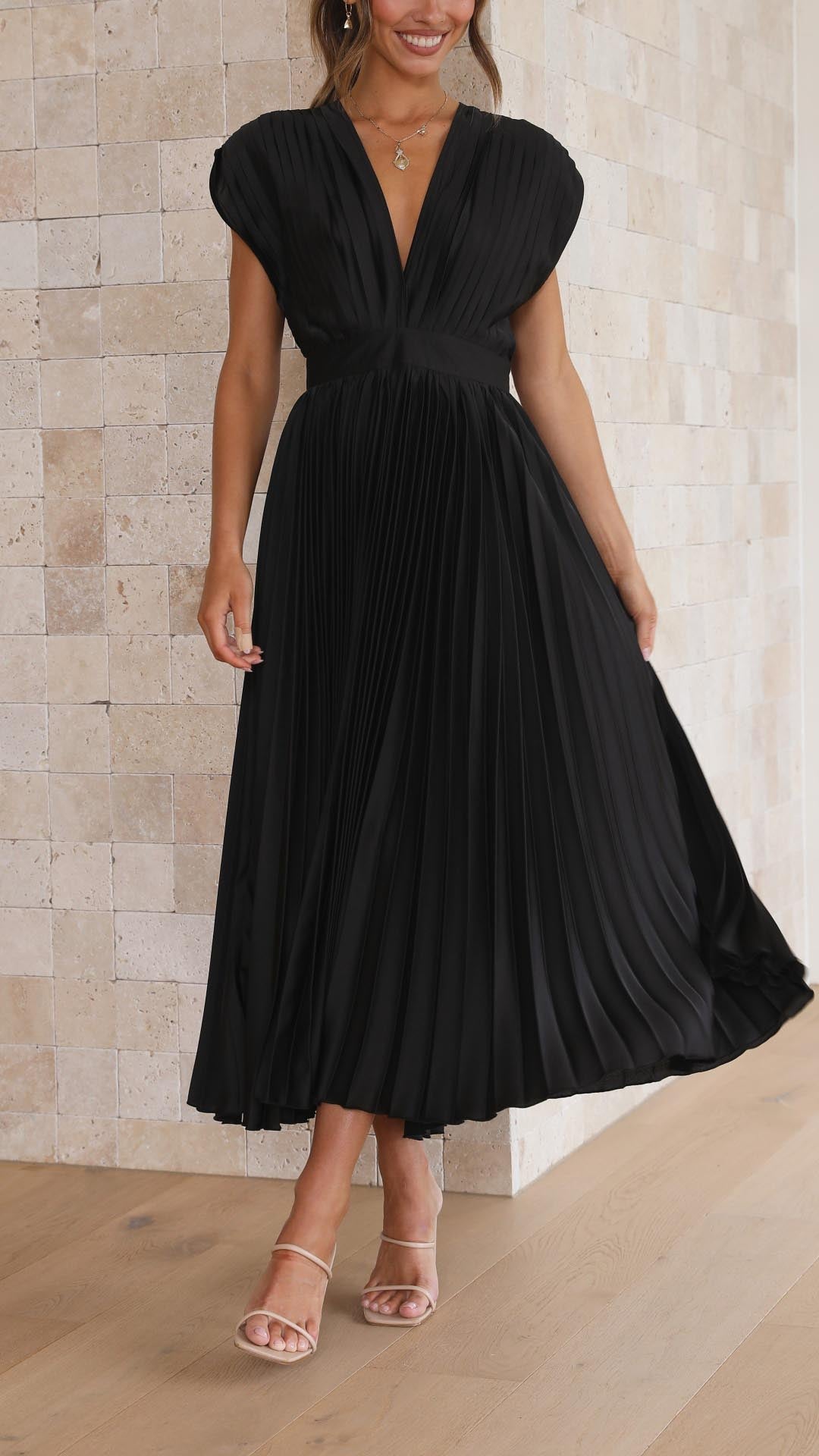 Melissa | Pleated Summer Midi Wedding Guest Dress