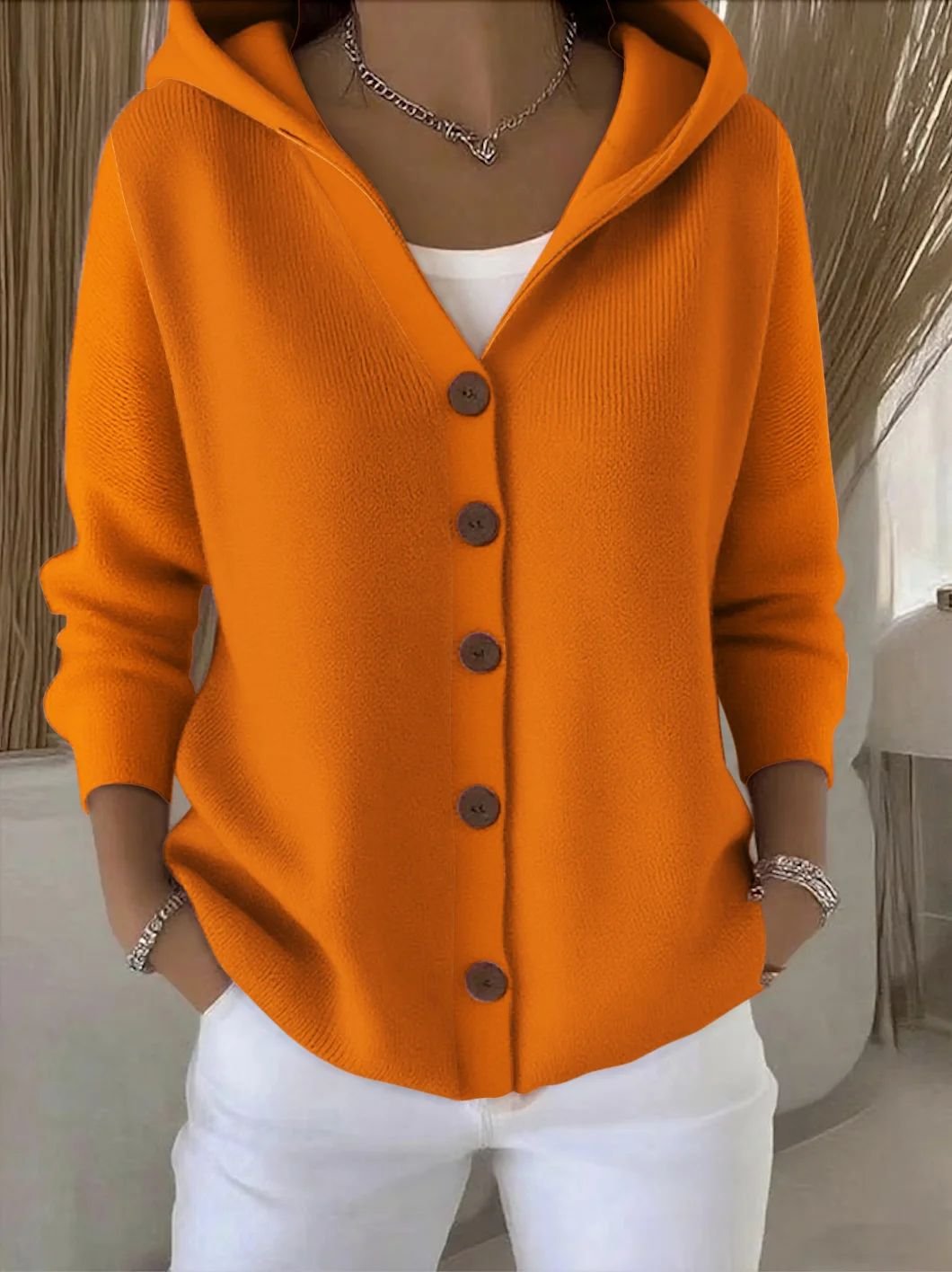 Jade | Hooded Button Front Cardigan