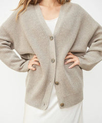 Aurora | Oversized V Neck Ribbed Cardigan