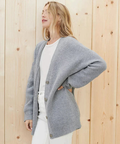 Aurora | Oversized V Neck Ribbed Cardigan
