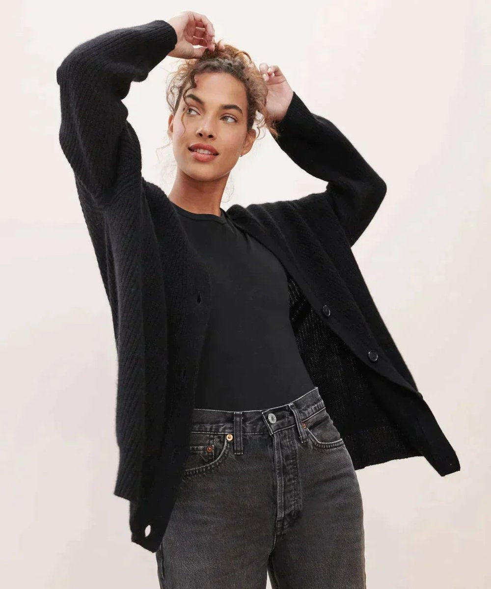 Aurora | Oversized V Neck Ribbed Cardigan