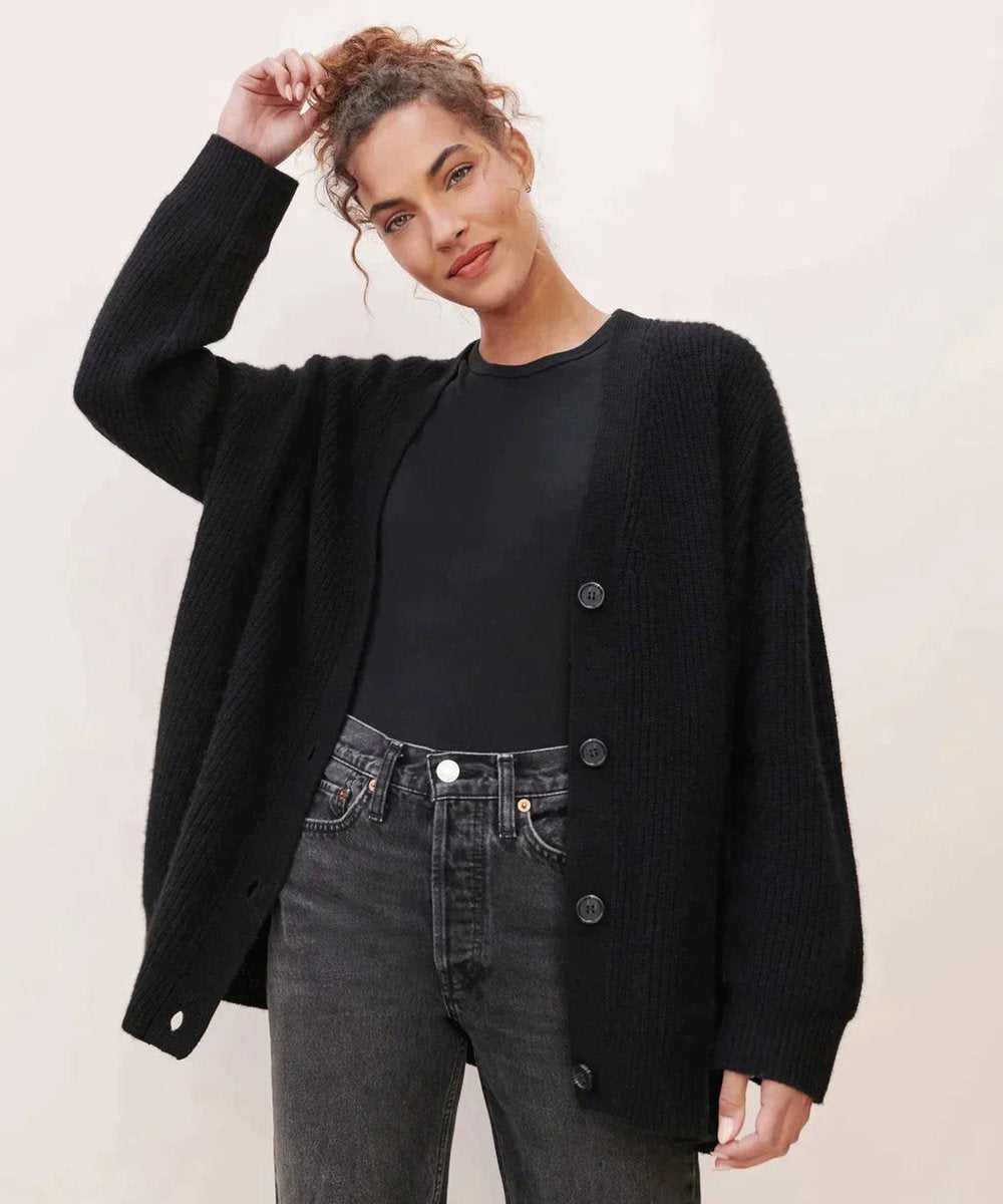 Aurora | Oversized V Neck Ribbed Cardigan