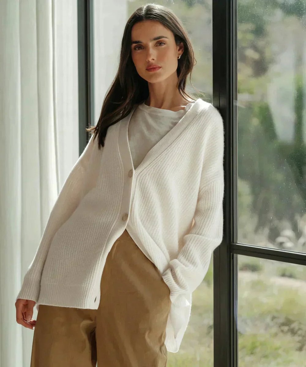 Aurora | Oversized V Neck Ribbed Cardigan