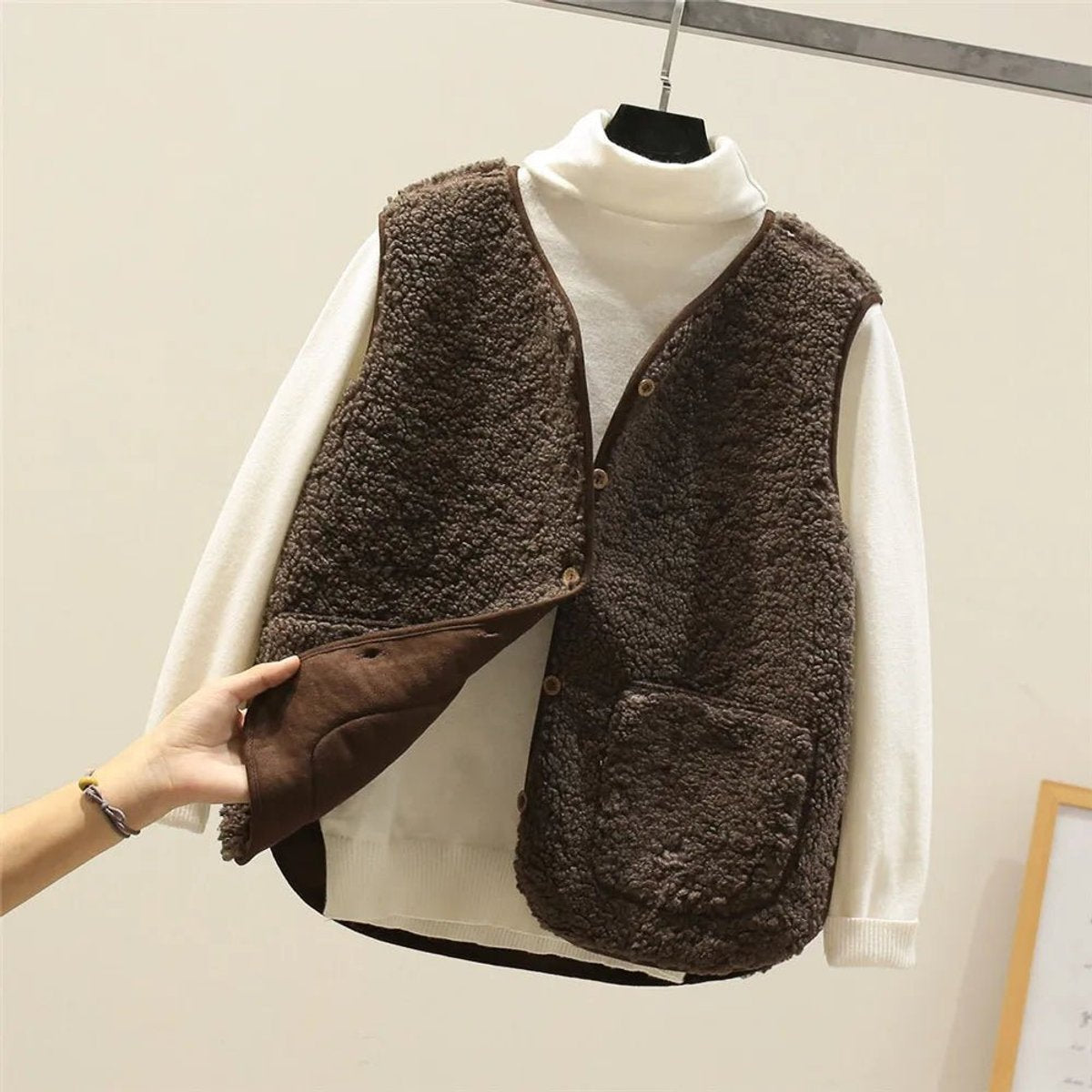 Hailey | Teddy Sherpa Button Front Vest