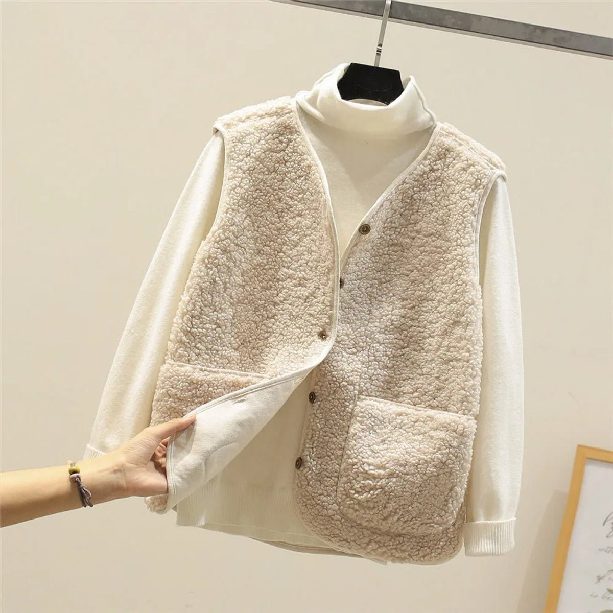 Hailey | Teddy Sherpa Button Front Vest