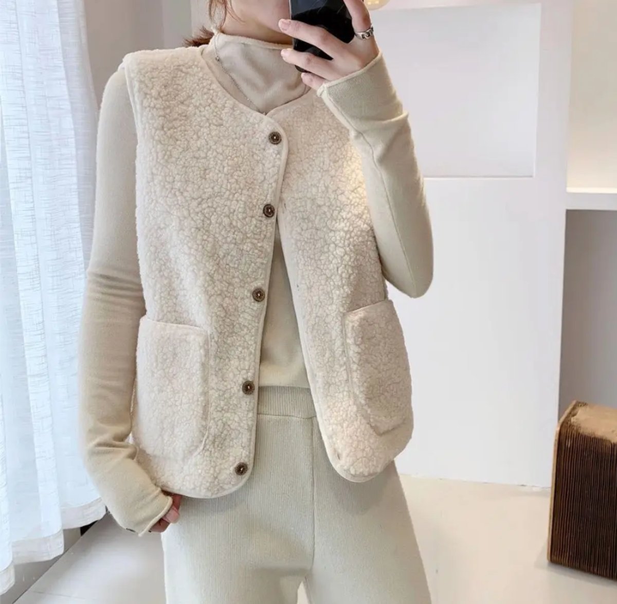 Hailey | Teddy Sherpa Button Front Vest