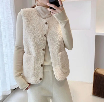 Hailey | Teddy Sherpa Button Front Vest