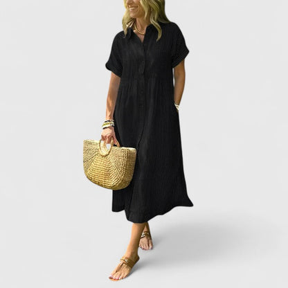 Stella | Striped Maxi Shirt Dress